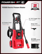 PowerSmart Pressure Washer, with Foam Cannon, Adjustable Nozzles for Cars, Bicycle, Siding, Patios PS2020 (Light-Duty)