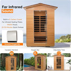Outdoor Sauna 2 Person Far Infrared Saunas Dry Home Sauna Room Hemlock 1 to 2 Person Wood Sauna 1950W/110V Low EMF with Speaker, Reading Light, Cup Holder and Towel Rack - 47 * 39 * 82 in