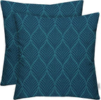RSH DECOR: Square Throw Pillows Set of 2 | 24” x 24” | All-Weather Spun Fabric | Water and Fade-Resistant | Outdoor Accent Pillows for Patio Furniture | Fenbrook Blue