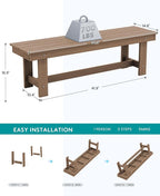 SERWALL Outdoor Dining Set for 6, HDPE Furniture with Umbrella Hole & Bench & Chairs, All Weather, Brown