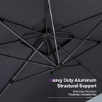 PURPLE LEAF Cantilever Umbrella - 10' x 13' Rectangle, Heavy Duty, Grey, for Patio, Deck, Garden, Pool