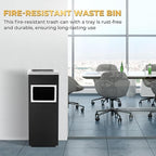 Trash Can Outdoor Waste Container Square Stainless Steel Trash Can with Removable Inner Bucket for Disposal Commercial Waste Container 9.45‘’ x 9.45‘’ x 24.02‘’-Black