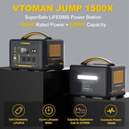 VTOMAN 2376Wh Portable Power Station with Extra Battery & 200W Solar Panel - 1500W Up to 3000W Solar Power Generator for Home Backup, Off-grid, Road Trip, RV, Camping, Fishing, Vehicle Emergency