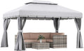 Outsunny 10' x 13' Patio Gazebo, Outdoor Gazebo Canopy Shelter with Netting and Curtains, Aluminum Frame for Garden, Lawn, Backyard and Deck, Light Gray