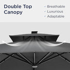 10x10 FT Cantilever Patio Umbrella with Led Lights Double Top Outdoor Square Heavy Duty Offset Umbrellas 360°Rotation Free-motion Track Tilt Windproof for Pool Deck Garden, Grey