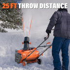 MAXLANDER Corded Electric Snow Blower, 20 Inch 15A Electric Snow Thrower with Dual LED Headlights & 180° Adjustable Chute, 25FT Throwing Distance, Walk-Behind Snowblower for Driveway and Walkway