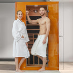 Infrared Sauna Room for Home, Near Zero EMF Wooden 2 Person Indoor Infrared Sauna at Home with Bluetooth, LCD Control Panel, Chromo Therapy Light