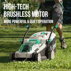 Litheli Cordless 17 Inch Electric Lawn Mower, 2 x 20V 4.0Ah Battery Powered Push Lawn Mowers with Brushless Motor, Battery & Charger Included