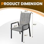 UDPATIO Patio Chairs Set of 4, Stackable Outdoor Dining Chairs with All Weather Breathable Textilene, High Back Metal Frame for Lawn Garden Backyard Deck, Brown
