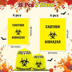 12 Pcs Large Halloween Leaf Bags Biohazard Halloween Decorations Halloween Trash Bags for Leaves Plastic Yard Lawn Waste Bag Scientist Biohazard Bag Outdoor Biohazard Zombie Party Decorations (Yellow)