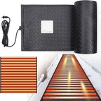Snow Melting Mats for Roof Valley Walkways, Anti-Slip 120V Outdoor Heated Ice Removal, Roof Deicing System Black 19 in x 8 ft