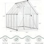 GAOMON 6x7 FT Outdoor Greenhouse with Roof Vent, Heavy Duty Aluminum Polycarbonate Greenhouses, Easy Assembly, Lockable Door, Large Walk-in Greenhouse for Patio, Backyard, Garden