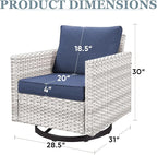 HUMMUH Patio Swivel Chairs Set of 2,PE Wicker Outdoor Rocker Chairs Bistro Set Porch Balcony Furniture with Cushions