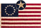 Homissor Betsy Ross Flag 3x5 Feet Tea-Stained Vintage American Flags Heavy Duty Outdoor Embroidered 13 Star Colonies Banner for Outside