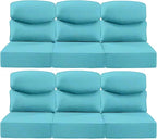 Luxury 22x24/22x25 6-Inch Smile Patio Cushions for Outdoor Furniture Set of 6 - Thick Back & Deep Seat Outside Chair Cushions for Rattan Glider Loveseat Sectional Sofa - Turquoise