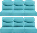 Luxury 24x24x6 Inch Smile Patio Cushions for Outdoor Furniture Set of 6 - Thick Back & Deep Seat Outside Chair Pillows for Rattan Metal Glider Loveseat Sectional Sofa - Turquoise