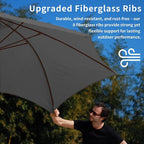 9FT Patio Umbrella with Fiberglass Ribs, Outdoor Market Table Umbrella with Crank and Tilt, UV Resistant Waterproof Canopy for Patio, Garden, Deck, Pool, Gray