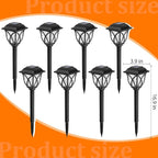GIGALUMI Solar Lights Outdoor Waterproof, 8 Pack Flickering Flame LED Lights, Garden Decor for Yard, Patio, Landscape, Planter, Walkway, Transparent Cover