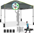 COBIZI Canopy 10x10 Pop Up Canopy Tent 1-Button Push Easy up Outdoor Canopy Instant Portable Commercial Shelter Waterproof UPF50+ Gazebo with Reflective Strip, Air Vent & 4 Sandbags,Grey