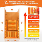 Albott Infrared Sauna 1 Person, Infrared Saunas for Home, 1260W/110V Hemlock Wood Dry Sauna with Foot Warmer, 7-Color Light Therapy, 2 Bluetooth Speakers & LCD Control Panel, 32.3"x32.3"x66.1"