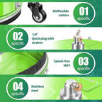 15“ Pressure Washer Surface Cleaner with 4 Wheels - Coated Green Stainless Steel Surface Cleaner for Pressure Washer Attachment for Concrete, Driveway, Patio, Sidewalk, Deck and Driveways - PWS15G