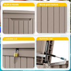 Vixzen 280 Gallon Resin Deck Box, Lockable Outdoor Storage Box for Patio Cushions Storage Furniture,Garden Tools, Pool Supplies, Weatherproof and UV Resistant- Grey