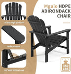 Stackable Adirondack Chairs Set of 4, Space Saving HDPE All-Weather Fire Pit Chair with Cover for Outdoor Lawn Porch Deck