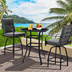 Patio Swivel Bar Stools, Outdoor High Back Swivel Bar Chair Set of 4 with Cushion & All Weather Steel Frame for Backyard, Lawn, Poolside and Balcony, Dark Gray