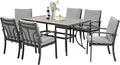 HAPPATIO 7-Piece Outdoor Dining Set - All Aluminum Patio Table and Chairs Set for 6 Includes 1 Rectangular Dining Table and 6 Dining Chairs with Cushions, Patio Dining Set for Lawn, Garden, Backyard