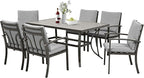 HAPPATIO 7-Piece Outdoor Dining Set - All Aluminum Patio Table and Chairs Set for 6 Includes 1 Rectangular Dining Table and 6 Dining Chairs with Cushions, Patio Dining Set for Lawn, Garden, Backyard