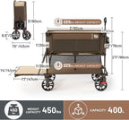 TIMBER RIDGE 400L Large Capacity Folding Double Decker Wagon with Brakes, 54" Extra Long Extender Wagon Cart, 450lbs Heavy Duty Collapsible Cart, All-Terrain Big Wheels for Camping, Sports, Shopping
