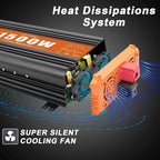 1500 Watt Pure Sine Wave Power Inverter 24V DC to 120V AC, 3000W Surge Peak Power, Inverter for RV, Truck, Solar, Campers with 2 AC Outlet, 5V 2.0A USB, Remote Control Compatible with Lithium