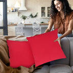 Covers & All Premium Square Throw Pillow Inserts with Covers Set of 4, 28 x 28 Inches Red, Decorative Cushions for Couch Sofa Home Decor Office Travel UV Resistant Waterproof Soft Cushions Pillows