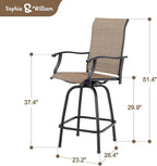 Sophia & William Patio Swivel Bar Stools Set of 6, Bar Height Patio Chair, High Top Patio Chairs, Supports 300 lbs (Brown Fabric)