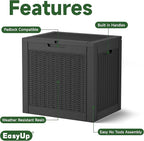 EasyUp 32 Gallon Resin Deck Box Waterproof, UV Resistant Outdoor Storage Box for Delivery, Garden, Patio,and Porch, Rattan Black