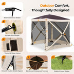 Tecoom 4 Side Pop Up Gazebo Tent, 6x6ft Waterproof Instant Screen with Mosquito Netting, Removable Wind Cloths, Portable Outdoor Canopy for Sun Shelter for Camping, Garden and Picnics