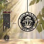 Personalized Customize Name Fantasy Mushroom Wonderland Wind Chime, Metal Iron 37 Inch Outdoor Memorial Gift for Garden Yard Patio Home Decor, Black (Style G)