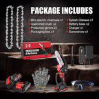 Mini Chainsaw Cordless 6 Inch, Handheld Electric Power Chain Saw with 2 Batteries, Portable Battery Powered Chainsaws for Tree Trimming Wood Cutting, Best Gifts for Dad, Husband,Women