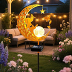 YJFWAL Garden Solar Dog Lights Pathway Stake Lights Glass Globe with Moon Dog Decor, Gifts for Mom Grandma Friends, Outdoor Decor Light Waterproof for Walkway, Yard, Patio or Garden (Warm White)