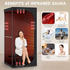 Far Infrared Sauna Box with Red Light Therapy, Portable Dry Sauna for Relaxation, Detoxification, Carbon Crystal Heating,9 Levels, Full Size 5.9ft×2.9ft×2.6ft
