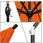 California Umbrella 9' Rd Pacific Trail Series Aluminum Patio Umbrella, Crank Lift, Push Button Tilt, Black Finish, Sunbrella Tangerine Fabric