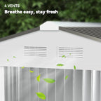 Outsunny 7' x 4' Outdoor Storage Shed, Garden Tool Metal Shed with Foundation Kit, Double Lockable Door, Air Vents and Sloping Roof, for Backyard, Patio, Lawn, White