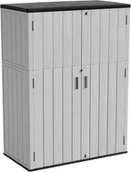 ZZM 57 Cu.ft Outdoor Storage Cabinet with One Tool Kit, Horizontal Storage Shed for Garage, Bike, Garbage Cans, Garden Accessories