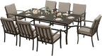 HAPPATIO Aluminum 9 Piece Patio Dining Set - Aluminum Outdoor Dining Set for 8, Patio Dining Table and Chairs Set, Patio Furniture with Table and Chairs (Black)