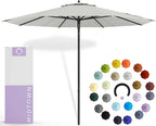 Midtown Umbrellas Push and Pop 10 Feet Outdoor Umbrella, Off Cream Polyester Fabric - Fiberglass Ribs Deck Patio Umbrella, Backyard Umbrella, Garden Umbrella & Pool Umbrella - Black Pole