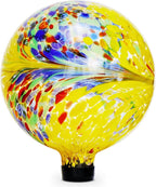 10 Inch Gazing Balls for Garden, Hand Blown Indoor Outdoor Glass Garden Globes Balls for Outside Festive Yard Lawn Ornaments Decoration (Yellow)