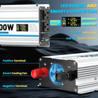 1000W Car Inverter 12V to 110V DC to AC Power Inverters for Vehicles with 2 AC Outlets/36W PD USB-C/18W QC USB-A Fast Charging/Cigarette Lighter/LED Display/100A Cables 1000 Watt Inverter