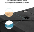 PURPLE LEAF 12ft Patio Umbrella With Base Solar powered LED Cantilever Umbrella with LED lights Windproof Outdoor Offset Umbrella for Garden Deck Pool Patio, Beige