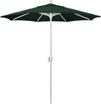 California Umbrella 7.5' Round Aluminum Market Umbrella, Crank Lift, Push Button Tilt, White Pole, Hunter Green Olefin