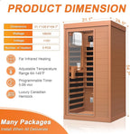 Far Infrared Sauna, Canadian Hemlock Wood Sauna Spa Room for Indoor,1062W 110V Low EMF Saunas with Control Panel and Integrated Speakers, Mini Home Sauna Room for One Person (Red Wood)